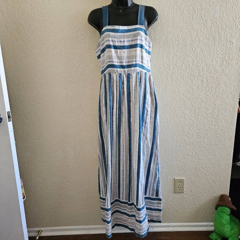Anthropologie Blue and White Striped Maxi Dress - Picture 2 of 9